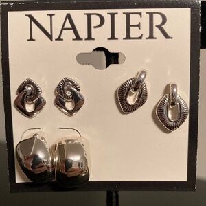Napier Silver Tone Earring Trio